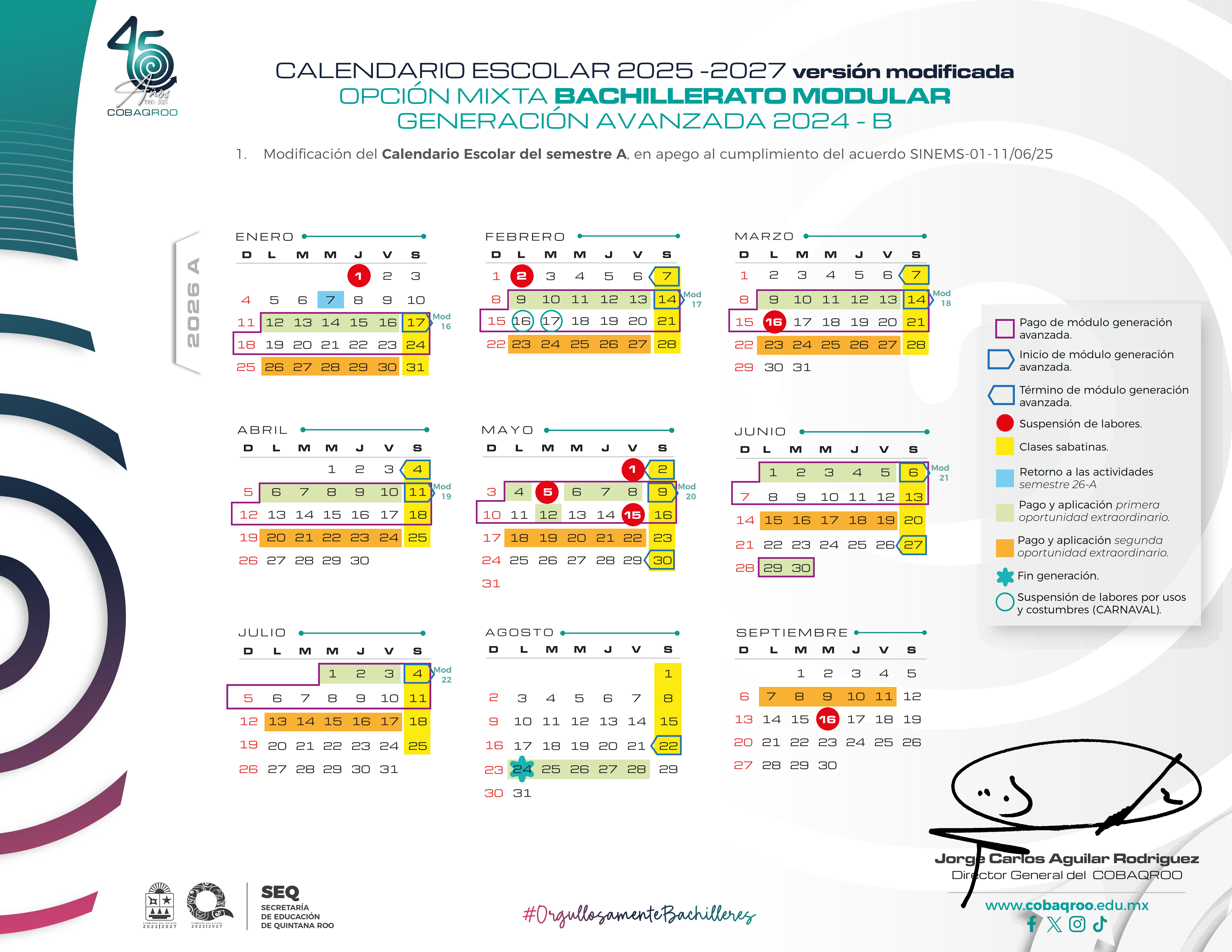 Calendario escolar 2026-A Bachillerato Modular Generación Avanzada 24-B